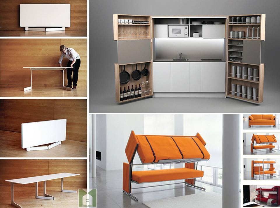 1.ĐỒ NỘI THẤT GẤP GỌN| Appliances and rooms that fold-up Châm ngôn thiết kế “Less is more” trở nên đúng hơn khi không gian sử dụng ngày càng bó hẹp. Thật vậy, trong những năm tới sẽ bùng nổ của các thiết kế đồ nội thất gấp gọn để mở rộng tối đa không gian sử dụng.  Những đồ nội thất, thậm chí là cả không gian bếp có khả năng gấp gọn lại khi không sử dụng sẽ ngày càng trở nên phổ biến hơn.