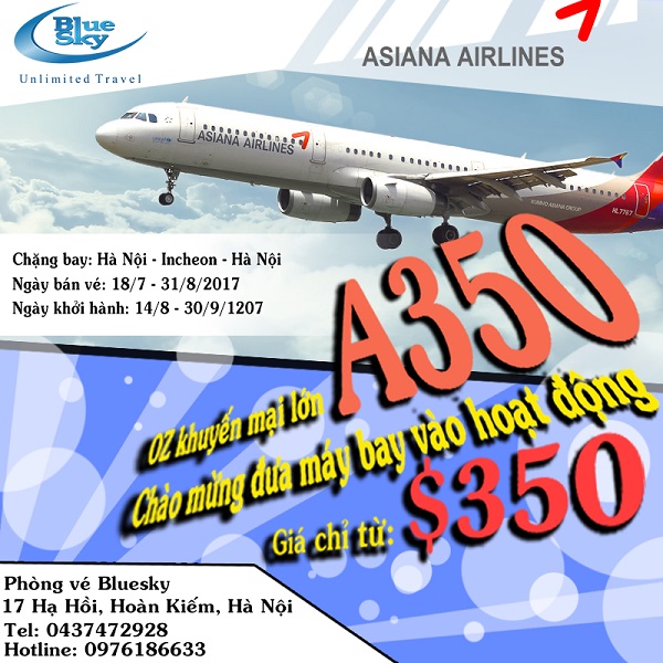 OZ khuyến mãi lớn chào mừng đưa máy bay A350 vào hoạt động